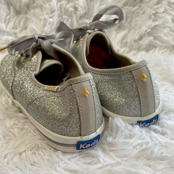 Woman's Kate Spade x Keds Silver Glitter Wedding Sneakers size 6 - Picture 6 of 8